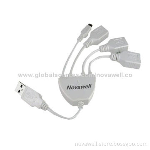 4-port USB2.0 Hub, Supports 500Gbps Hard Disk Without Extra Power, Plug-and-play Function